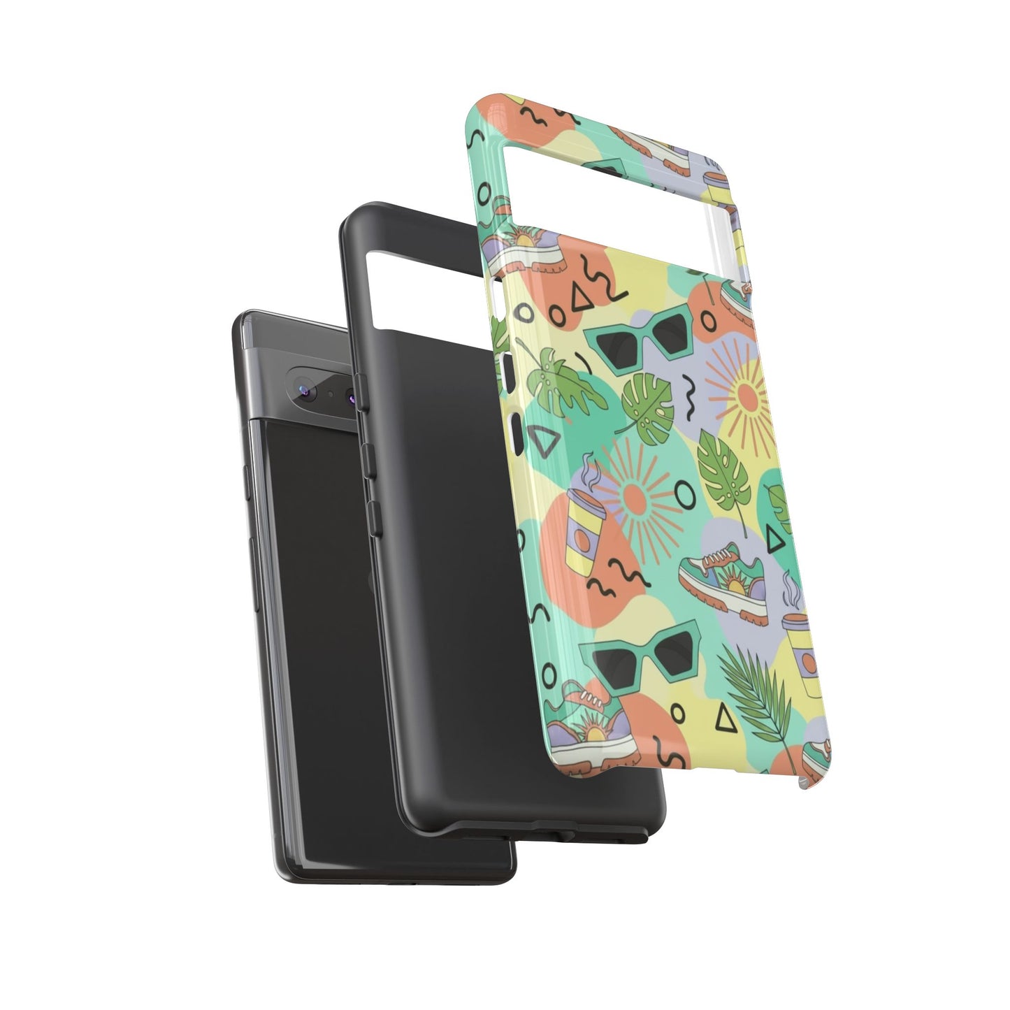 Tropical Summer Phone Case — Retro Sunglasses, Sneakers & Palm Pattern