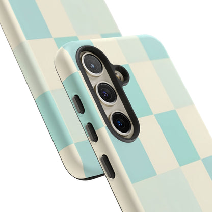 Pastel Checkerboard Tough Case – Mint & Cream Protective Phone Cover