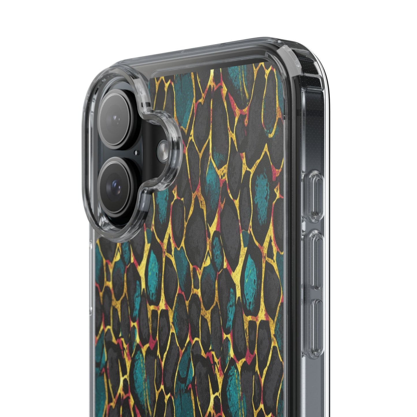 Teal Gold Leopard Clear Phone Case