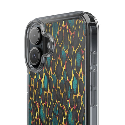 Teal Gold Leopard Clear Phone Case