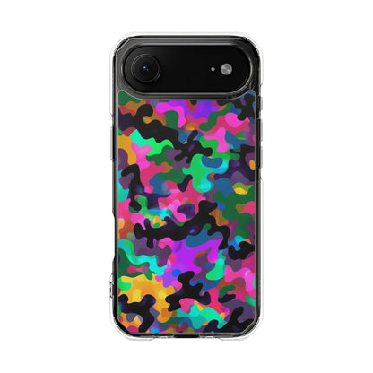 Clear Magnetic Impact Phone Case — Neon Camo Protective Cover