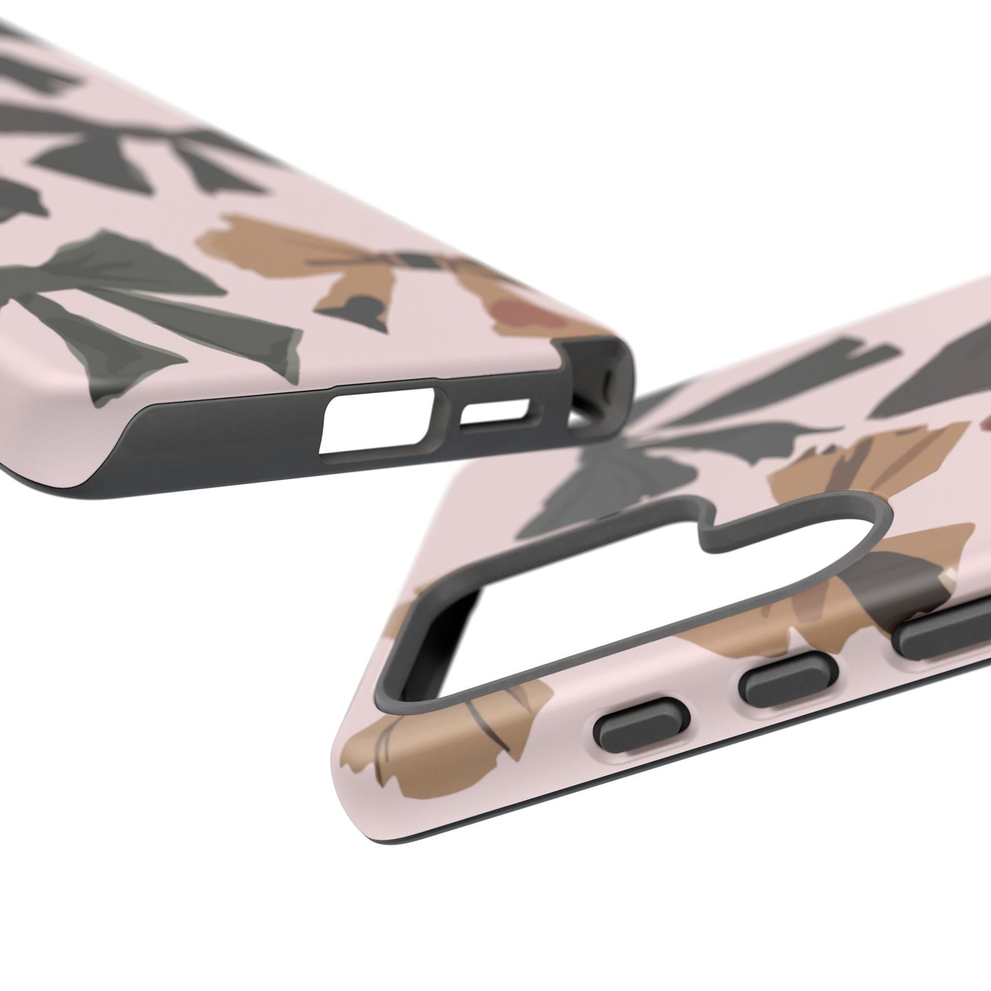 Bow Pattern Phone Case - Pink, Brown & Black Bows Protective Cover