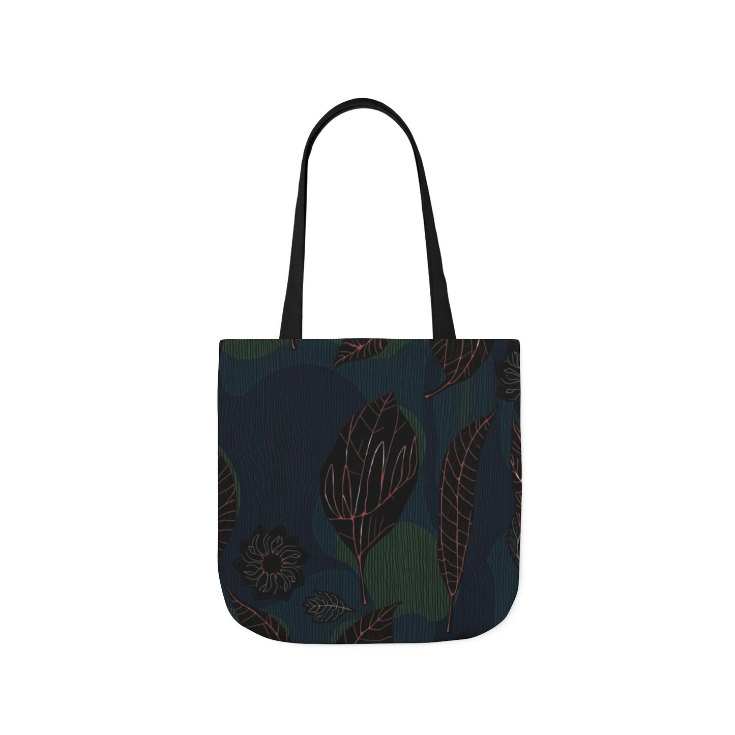 Dark Botanical Canvas Tote Bag with Floral Print