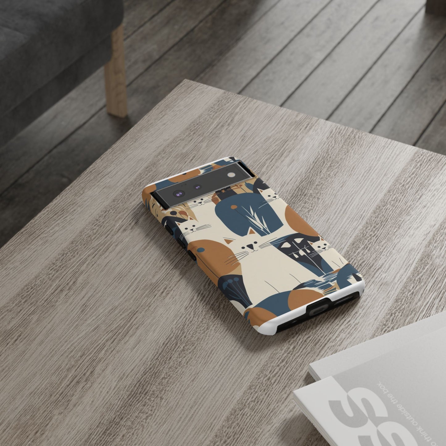 Cat Pattern Phone Case – Retro Abstract Cats Protective iPhone Cover