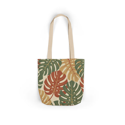 Tropical Monstera Canvas Tote Bag – Earthy Leaf Pattern Eco Shopper