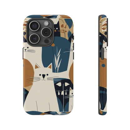 Cat Pattern Phone Case – Retro Abstract Cats Protective iPhone Cover