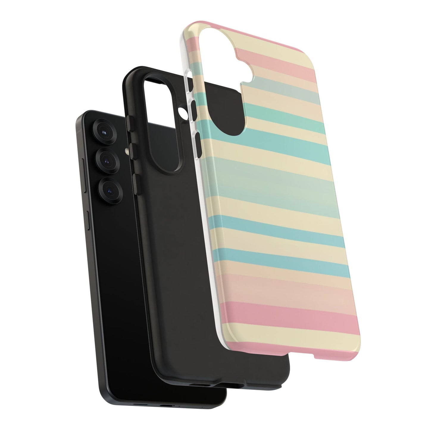 Pastel Striped Tough Phone Case – Protective Retro Rainbow Design