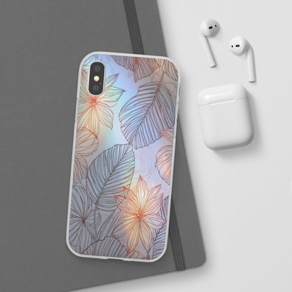 Floral Holographic Phone Case — Iridescent Leaves & Flowers Flexi Case