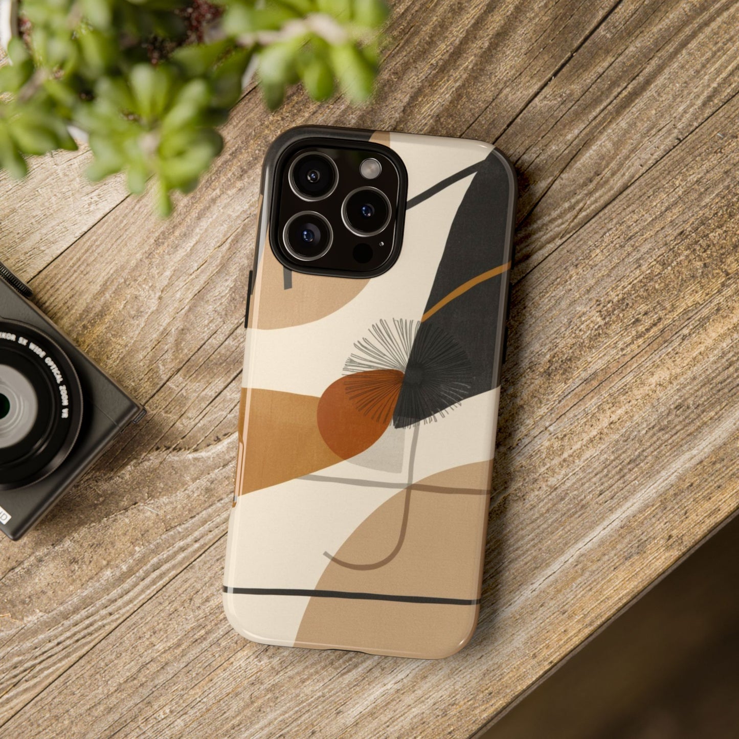 Abstract Earth Tone Phone Case — Mid-Century Minimalist Tough Case