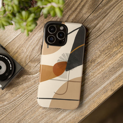 Abstract Earth Tone Phone Case — Mid-Century Minimalist Tough Case