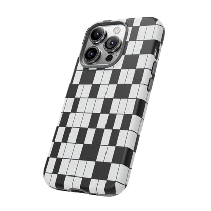 Crossword Grid Phone Case — Black & White Puzzle Pattern Tough Phone Cover