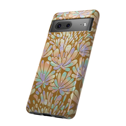Floral Burst Tough Phone Case – Gold Pastel Botanical Protection