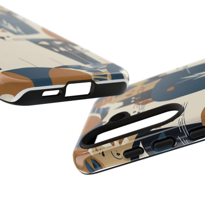 Cat Pattern Phone Case – Retro Abstract Cats Protective iPhone Cover