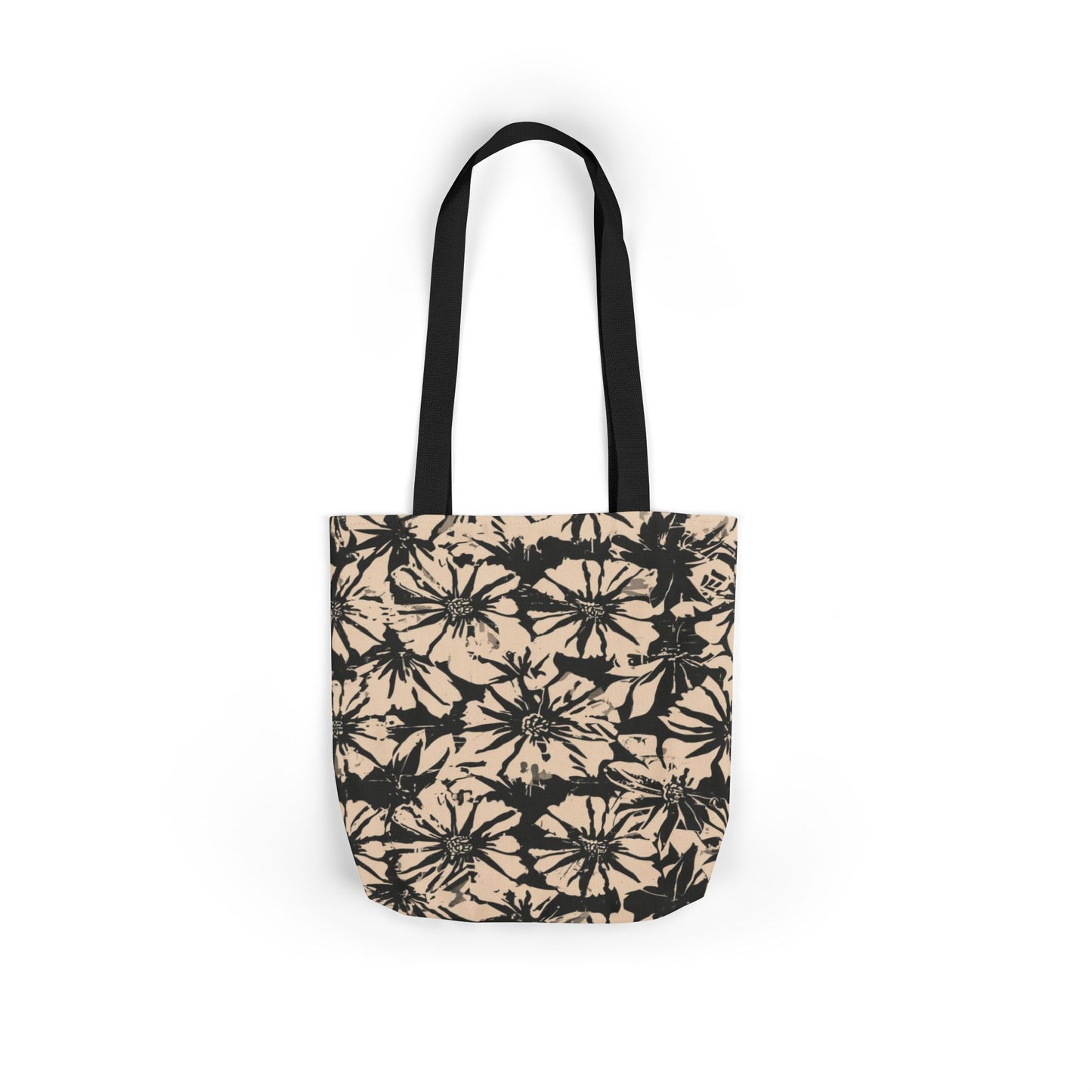 Canvas Tote — Black Floral Tie-Dye Pattern