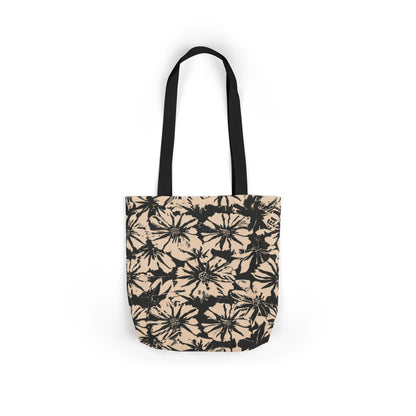 Canvas Tote — Black Floral Tie-Dye Pattern