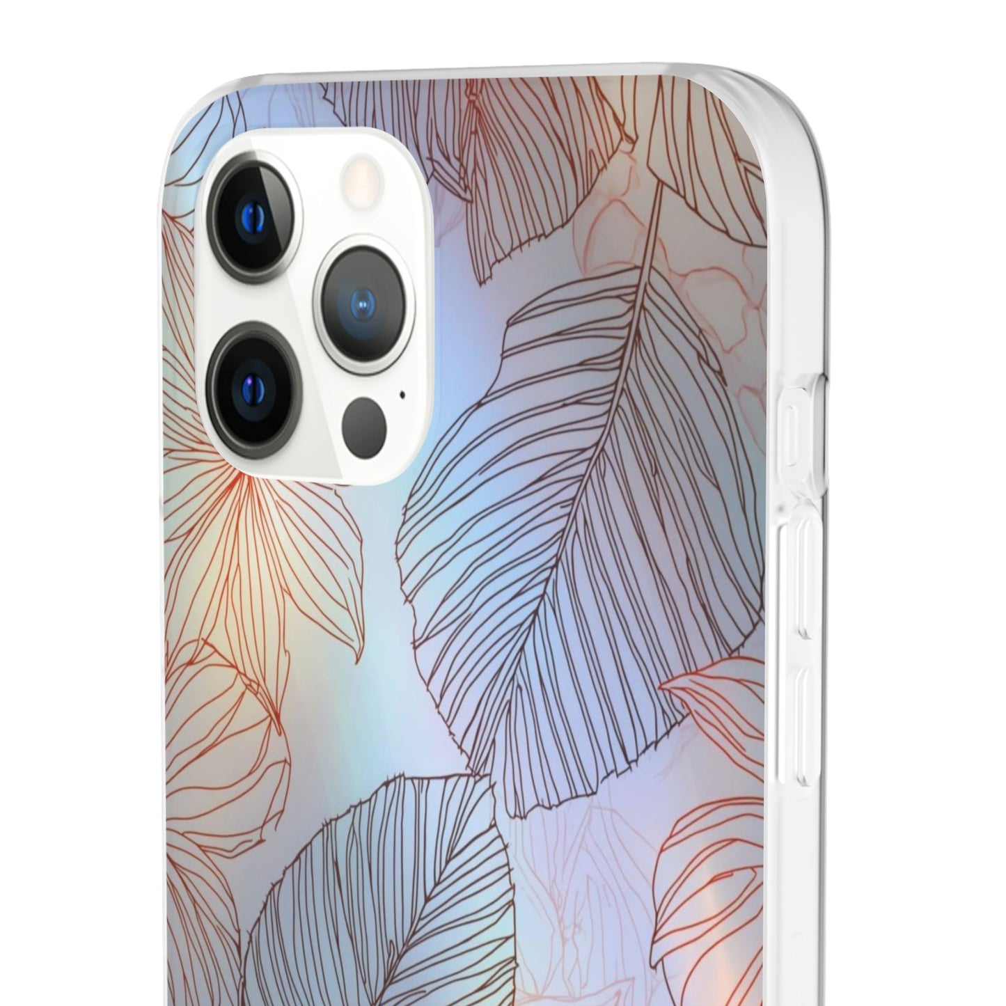 Floral Holographic Phone Case — Iridescent Leaves & Flowers Flexi Case