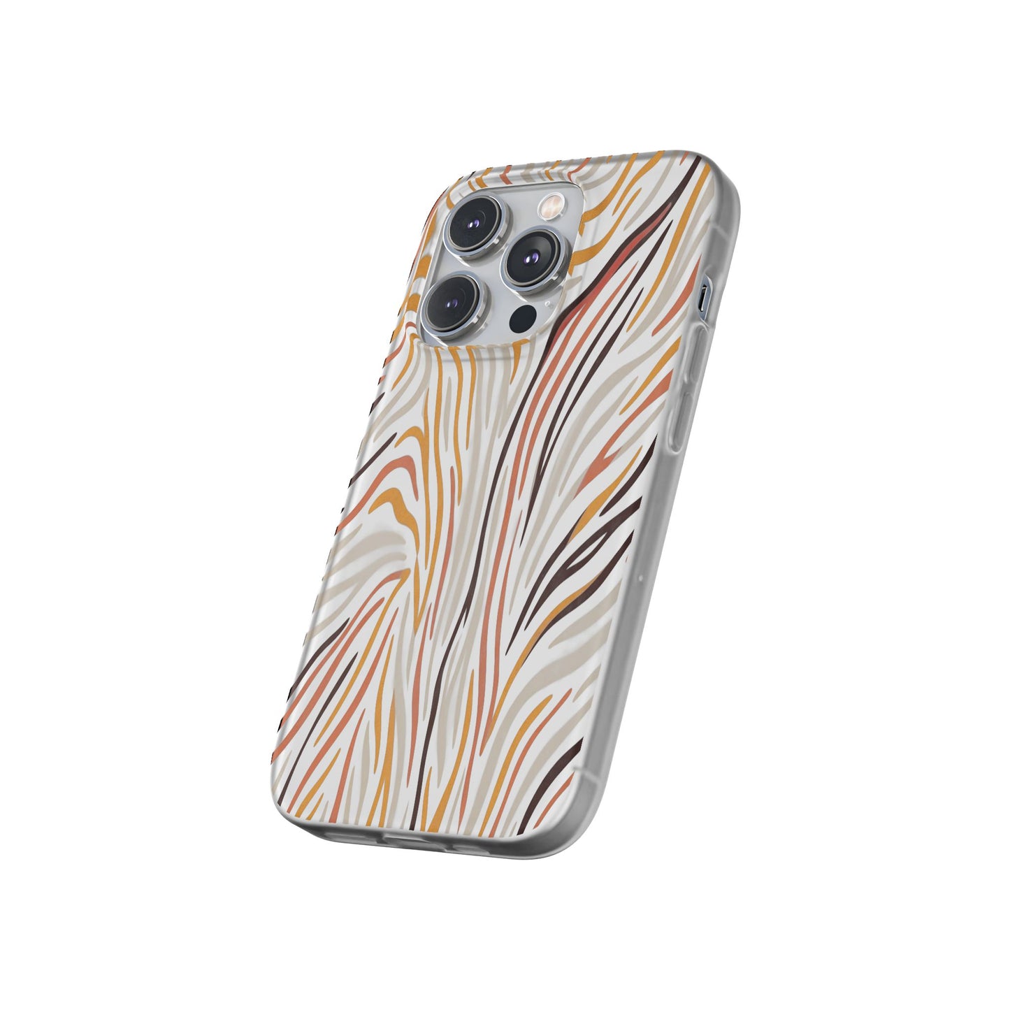 Marbled Neutral Stripe Phone Case — Abstract Beige & Terracotta Flexi Case
