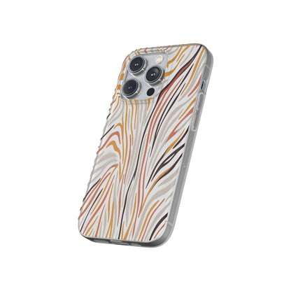 Marbled Neutral Stripe Phone Case — Abstract Beige & Terracotta Flexi Case