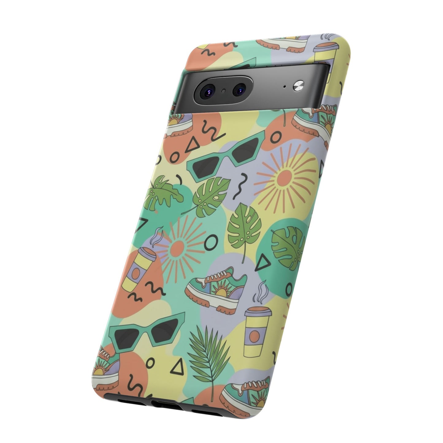 Tropical Summer Phone Case — Retro Sunglasses, Sneakers & Palm Pattern