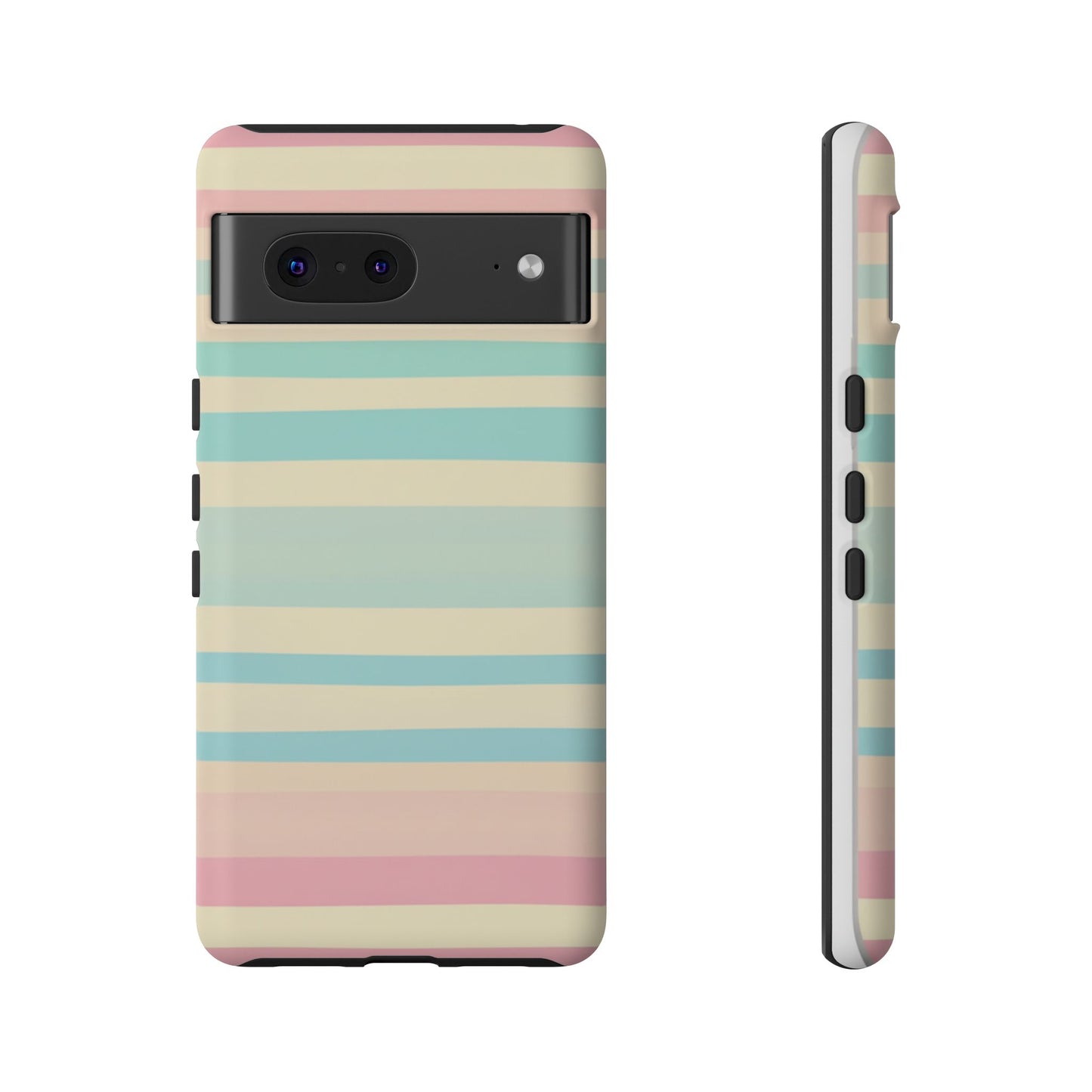 Pastel Striped Tough Phone Case – Protective Retro Rainbow Design