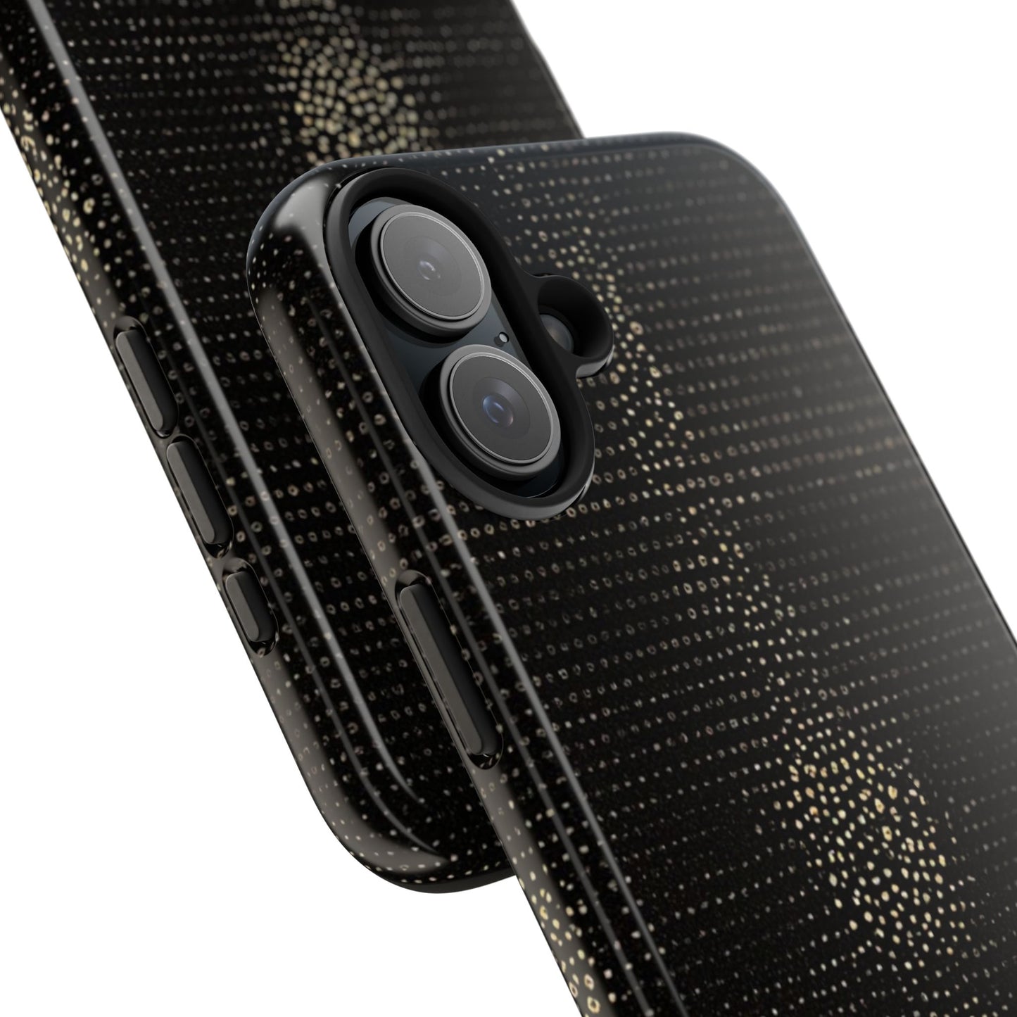 Tough Phone Case — Black Textured Metallic Dot Shield