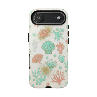 Seashell Coral Phone Case — Pastel Beach Shells Protective Tough Case