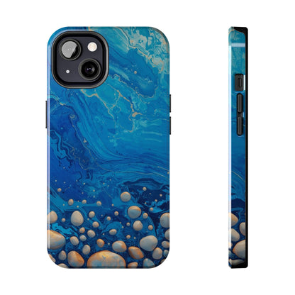Blue Ocean Pebble Tough Phone Case — Protective Artistic Marble Design