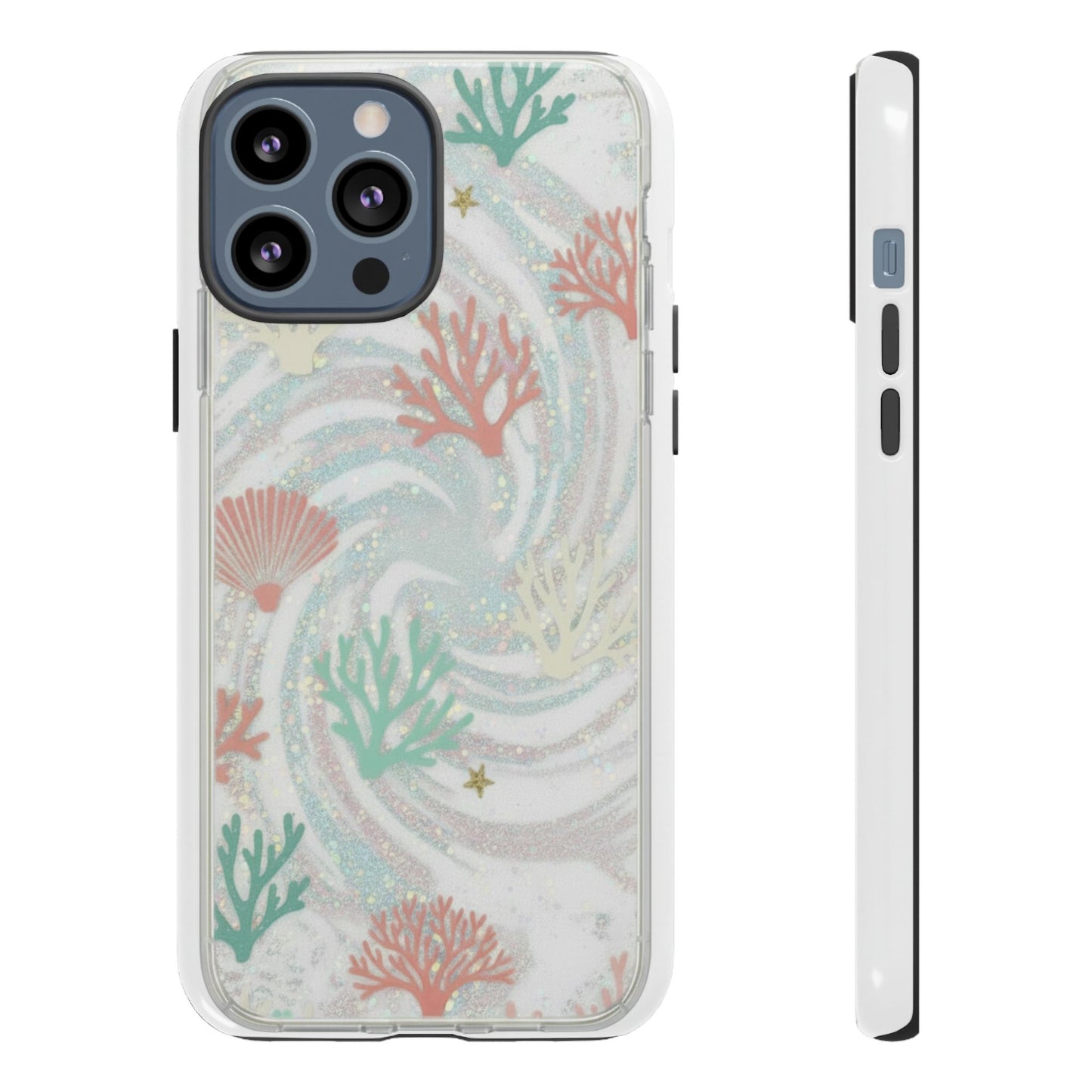 Seafoam Coral Tough Phone Case - Pastel Ocean Wave Design
