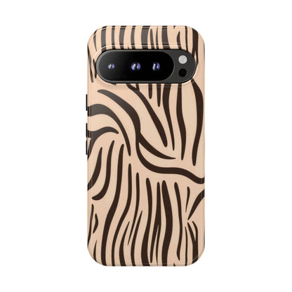 Zebra Stripe Tough Phone Case – Neutral Animal Print Protective Cover