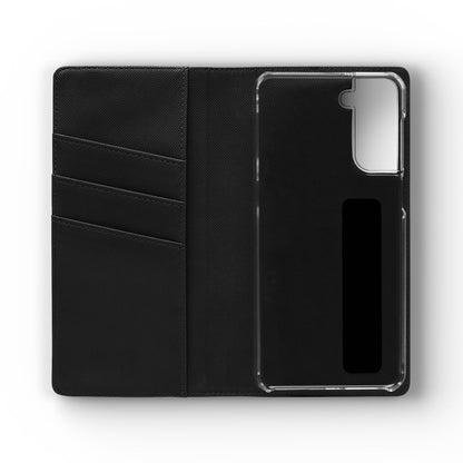 Botanical Noir Flip Phone Case — Dark Floral Wallet Cover with Card Slots