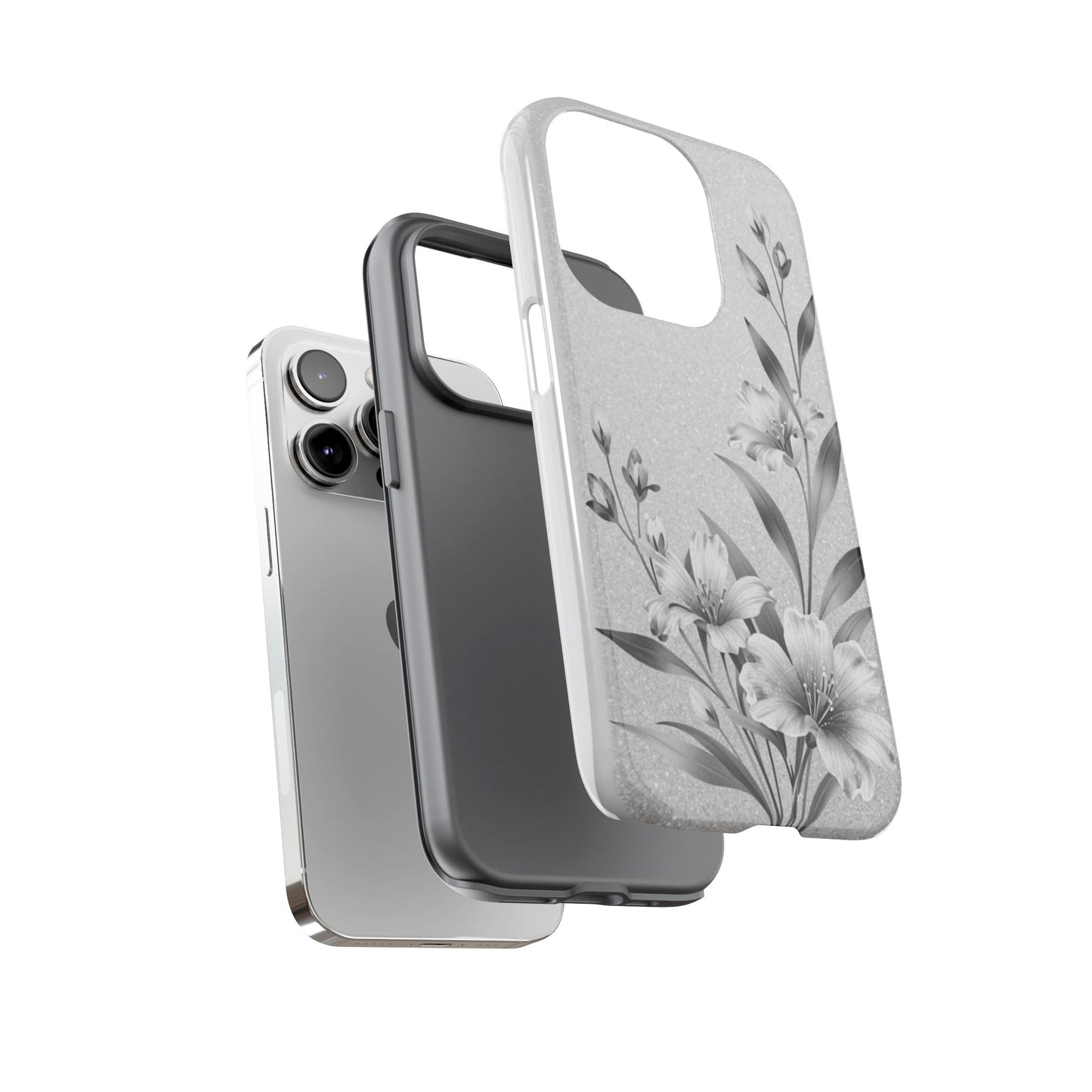 Floral Monochrome Phone Case — Elegant Black & White Lily Design