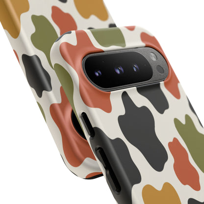 Camouflage Pattern Tough Phone Case – Retro Olive, Rust & Mustard Protective Cover