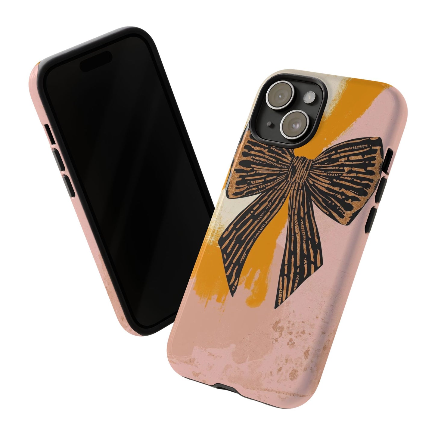 Bow Brushstroke Tough Phone Case — Pink & Mustard