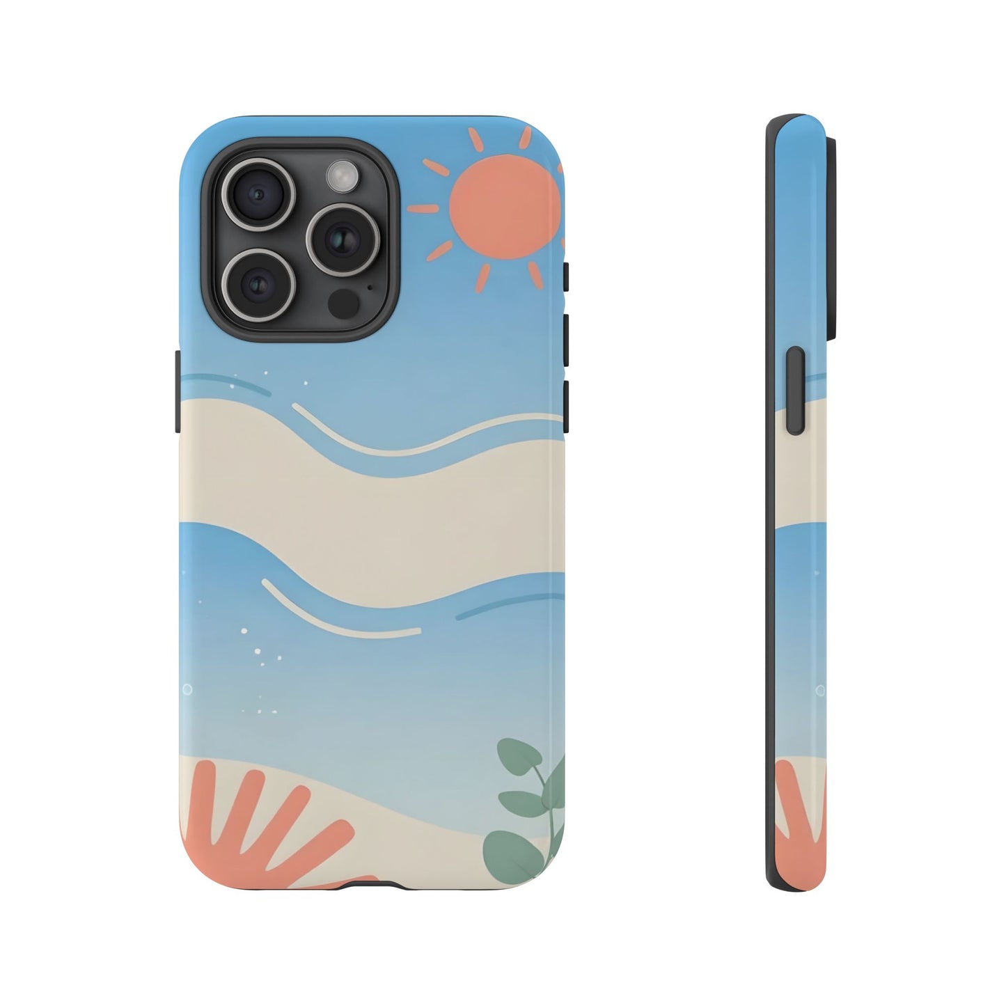 Beach Waves Tough Phone Case — Summer Sun & Seashell Protective Cover