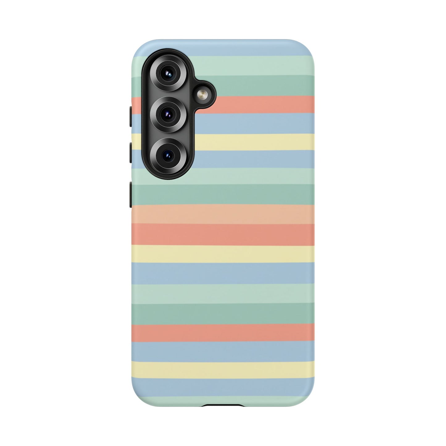 Pastel Striped Phone Case — Retro Horizontal Multi-Color Tough Case