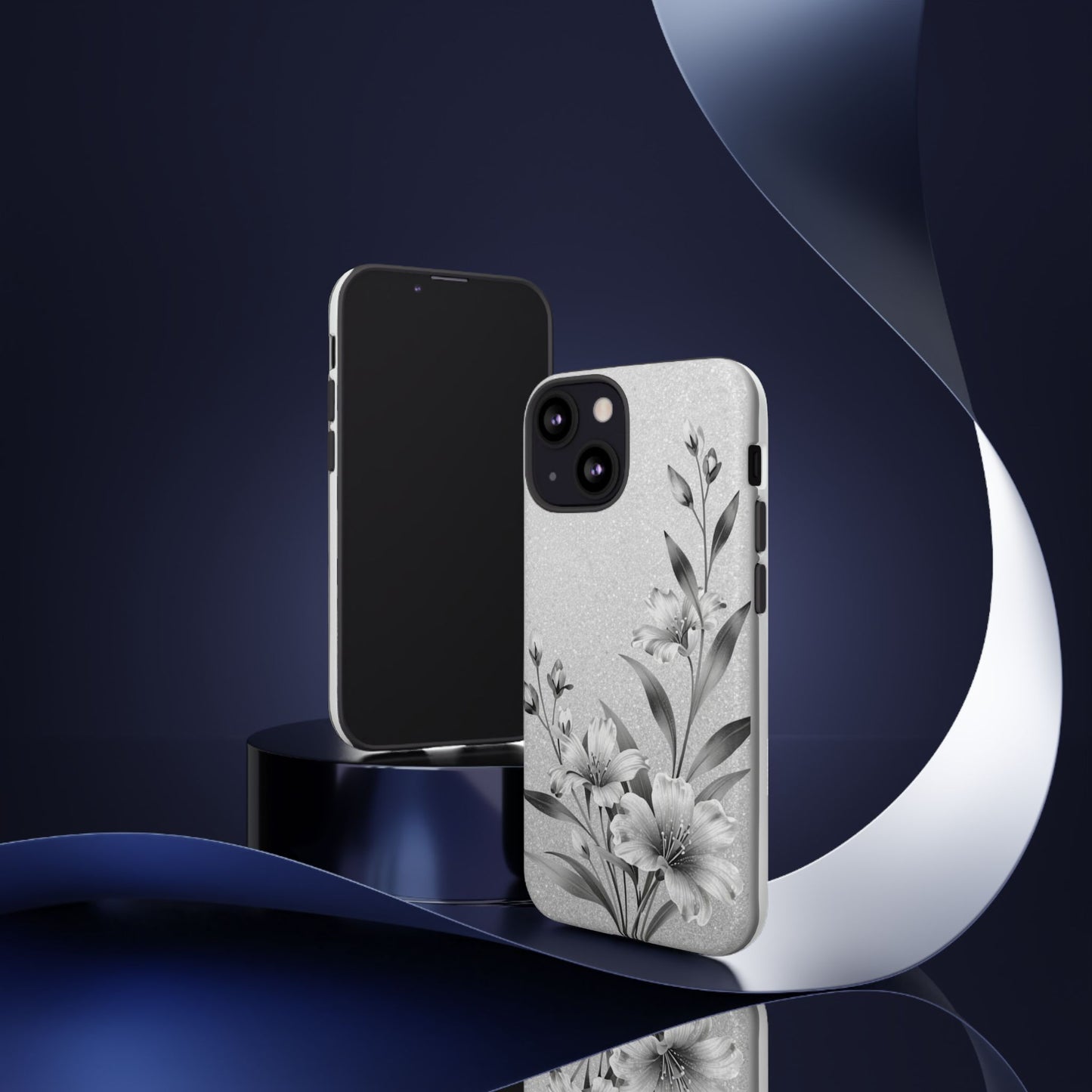 Floral Monochrome Phone Case — Elegant Black & White Lily Design