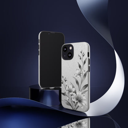 Floral Monochrome Phone Case — Elegant Black & White Lily Design