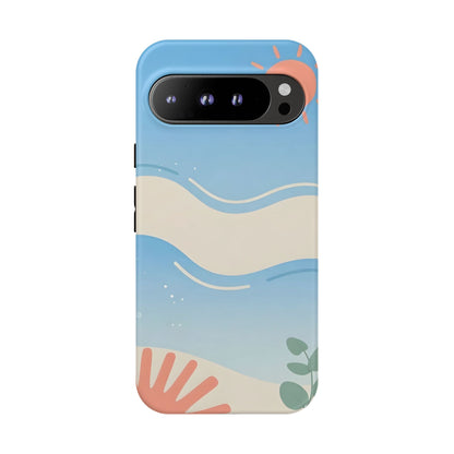 Beach Waves Tough Phone Case — Summer Sun & Seashell Protective Cover