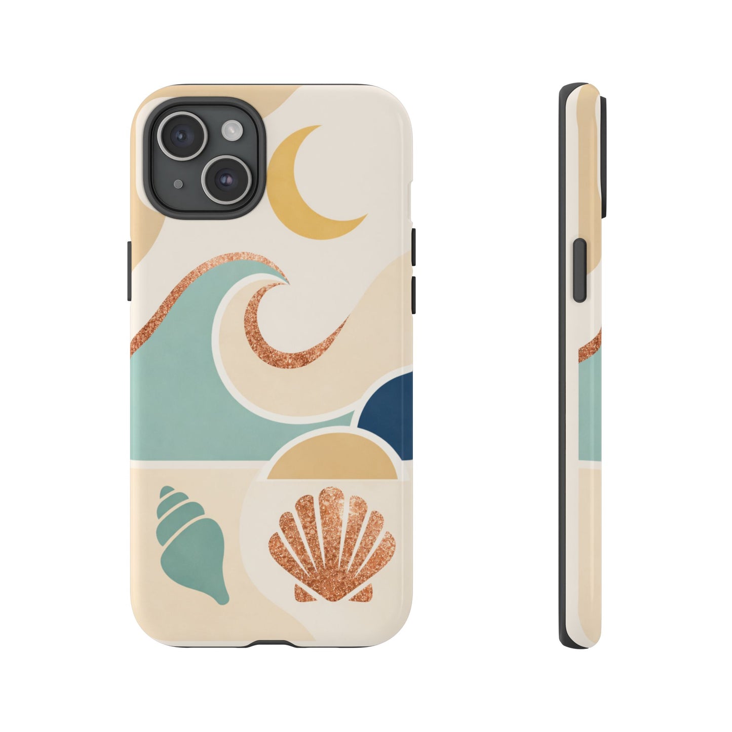 Sea Breeze Tough Phone Case — Retro Waves & Shells Design
