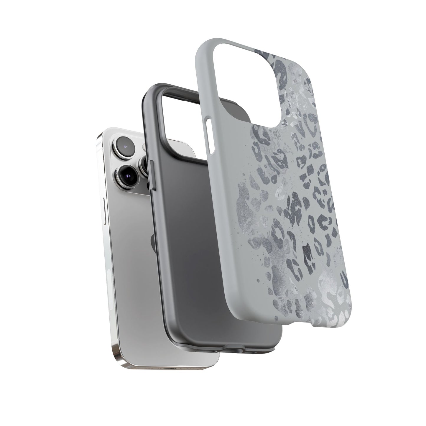 Gray Leopard Print Tough Phone Case