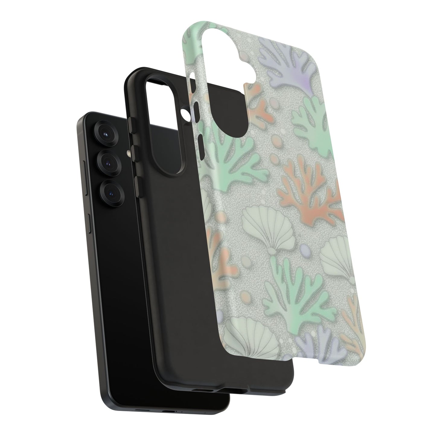 Pastel Coral Reef Tough Phone Case – Sea Shell & Coral Pattern Durable Protector