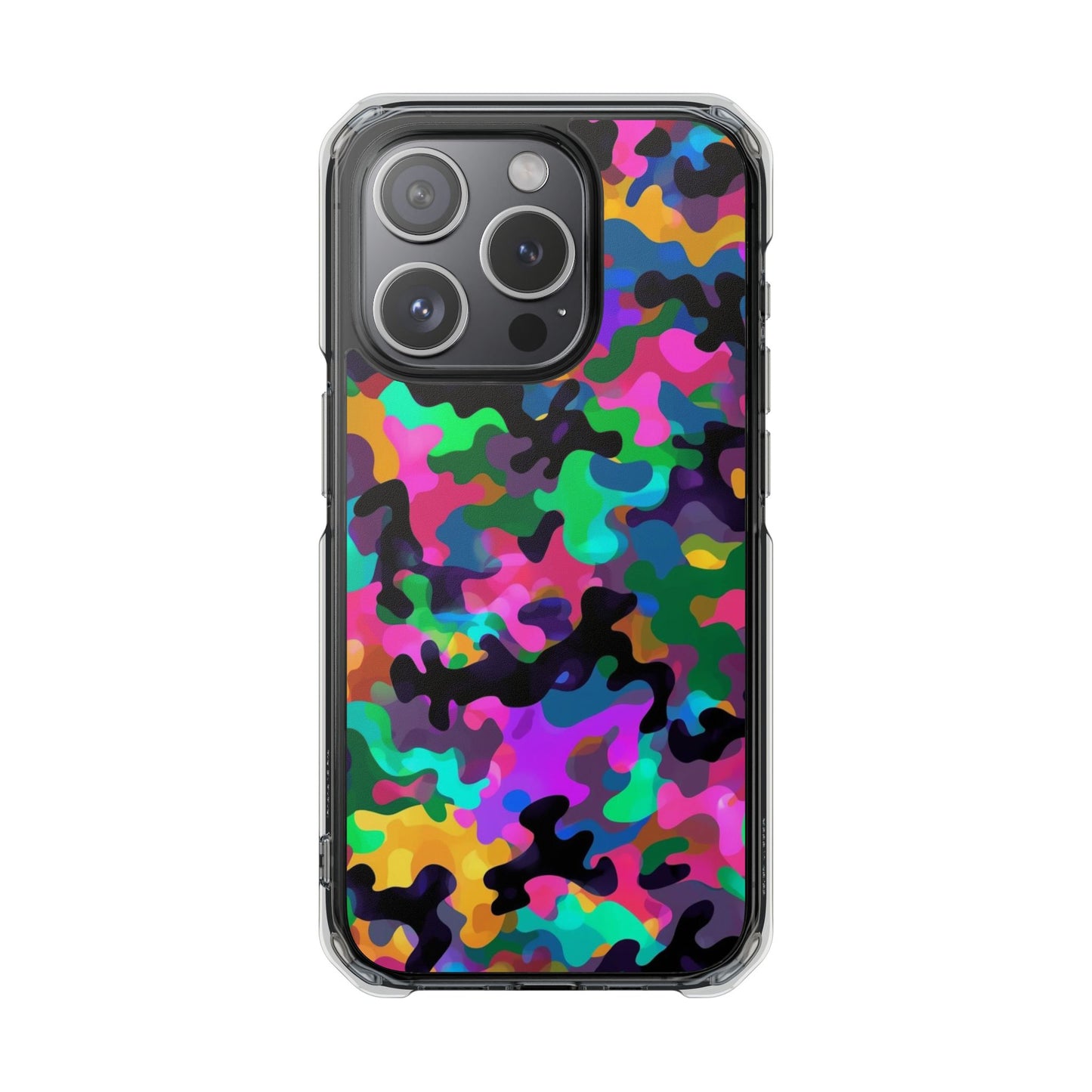 Clear Magnetic Impact Phone Case — Neon Camo Protective Cover