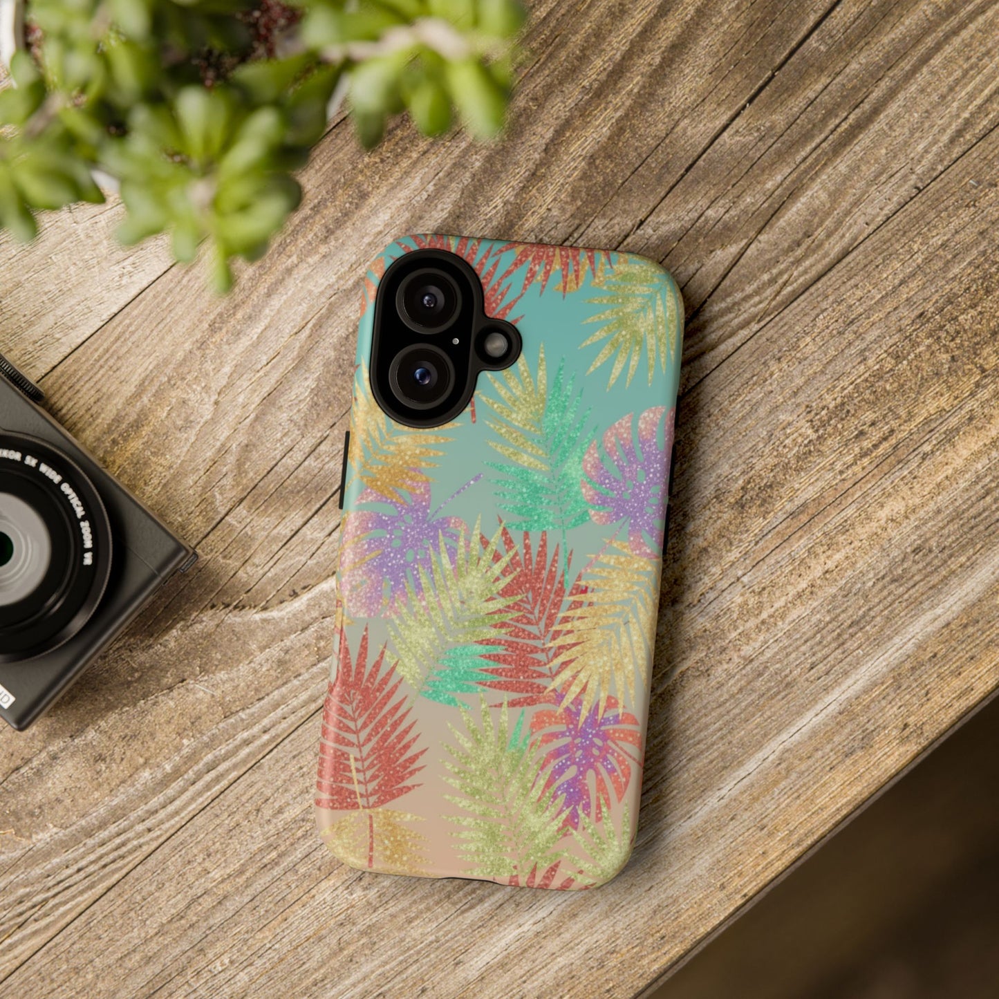 Tropical Palm Leaf Tough Phone Case – Colorful Pastel Botanical Protection