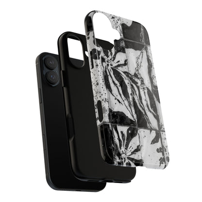 Monochrome Tile Floral Tough Phone Case