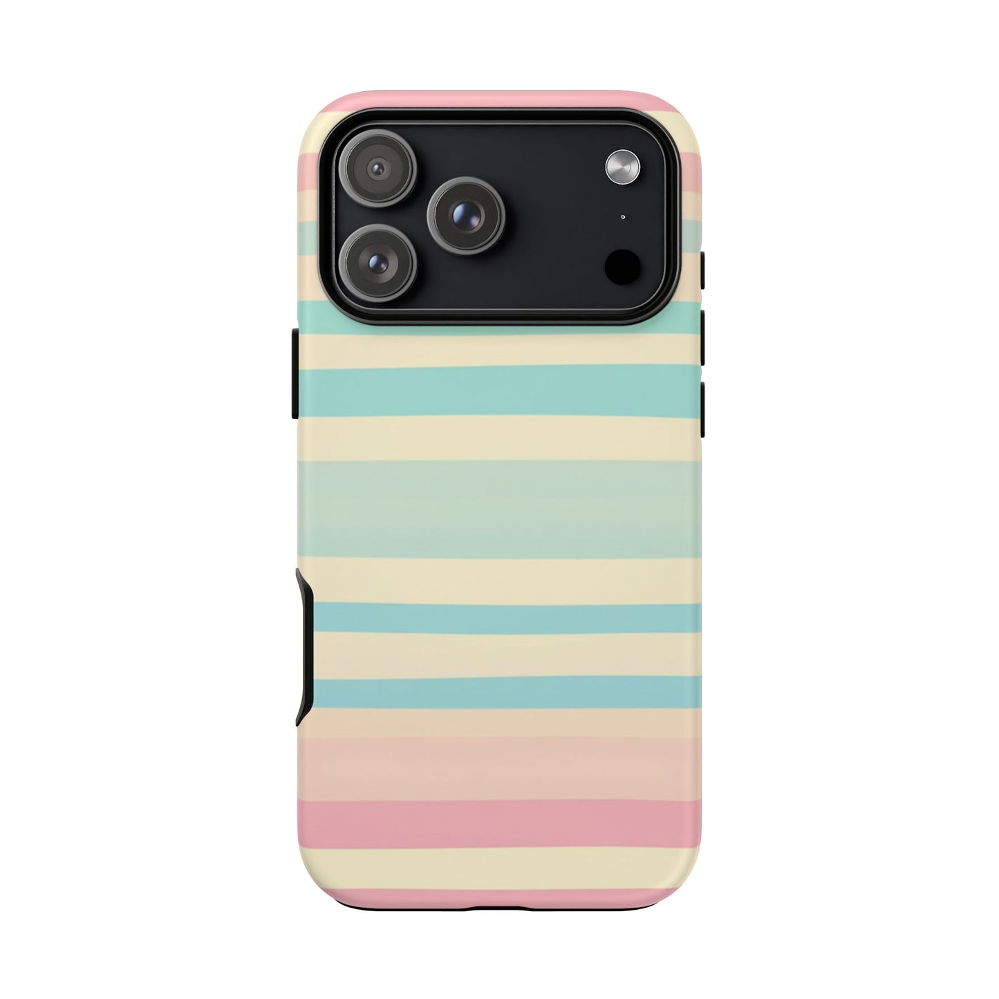 Pastel Striped Tough Phone Case – Protective Retro Rainbow Design