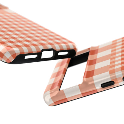 Buffalo Check Tough Phone Case — Orange Gingham Protective Cover