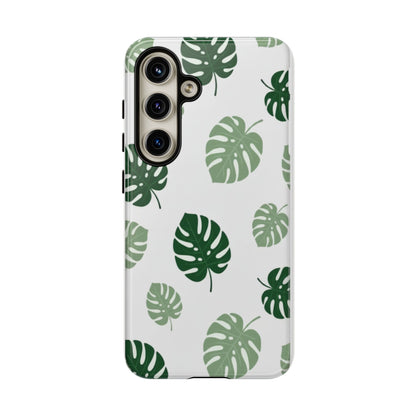 Monstera Leaf Tough Phone Case – Tropical Green Palm Pattern Protective Cover