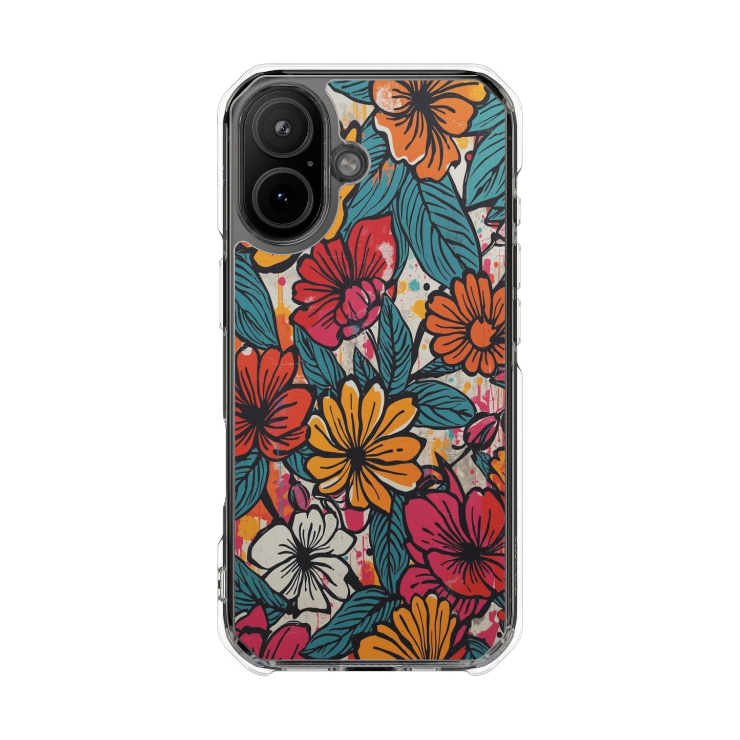 Clear Magnetic Phone Case — Colorful Floral Impact Protection