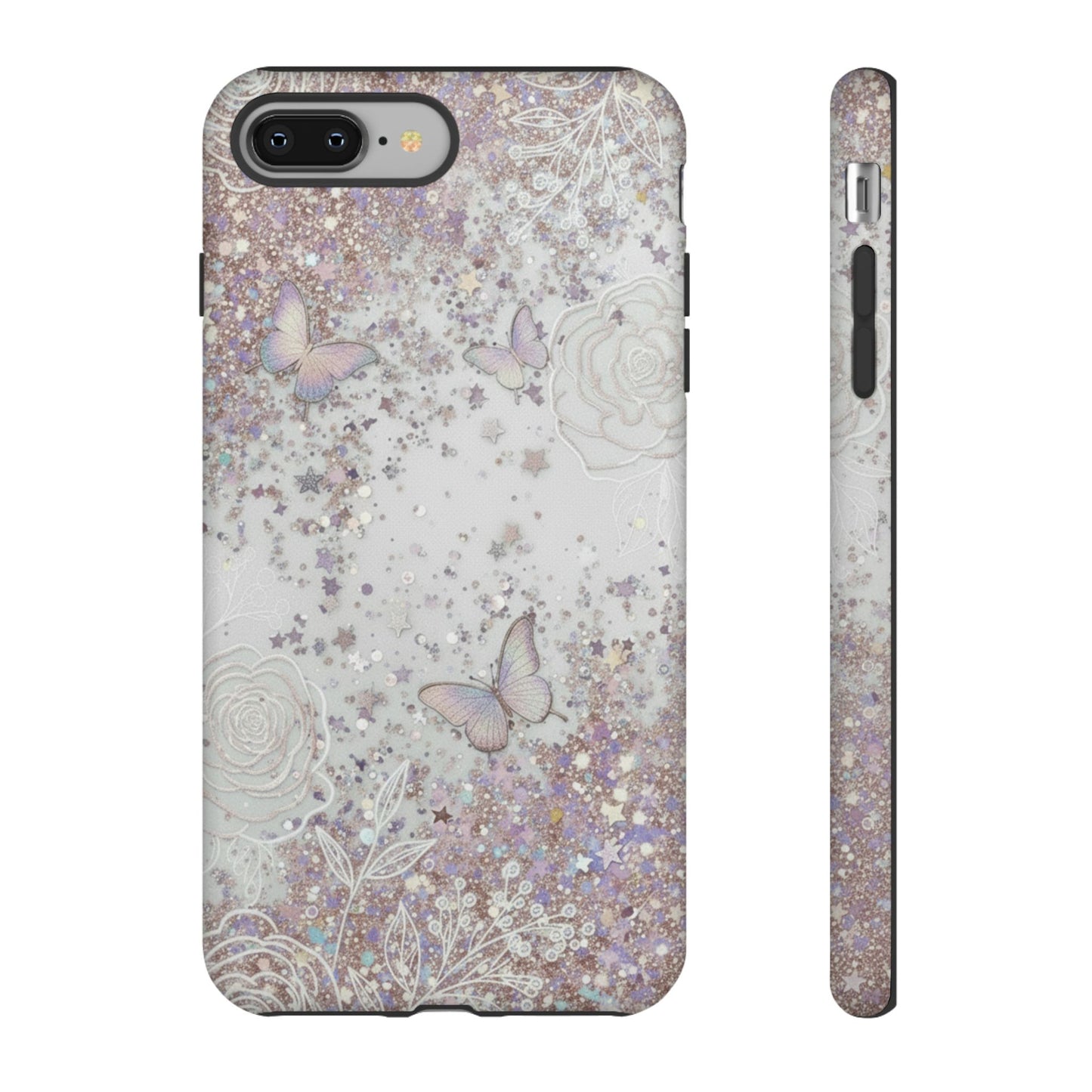 Butterfly Glitter Tough Phone Case — Floral Sparkle Protective Case
