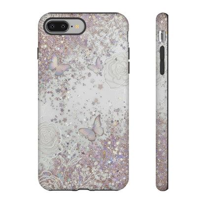 Butterfly Glitter Tough Phone Case — Floral Sparkle Protective Case